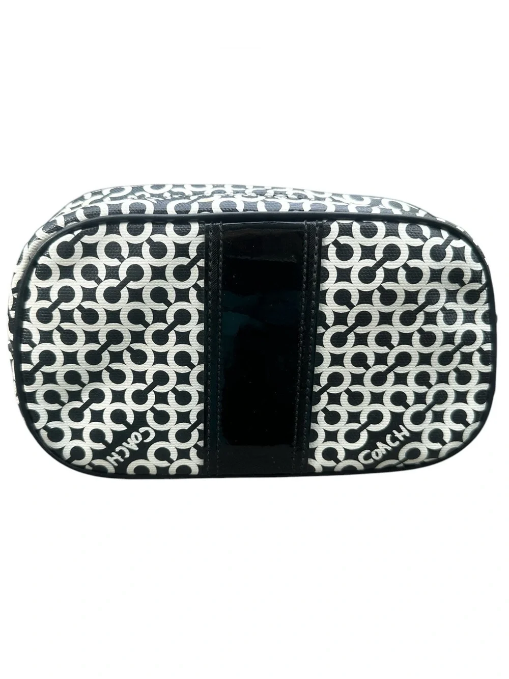 Coach Op Art Y2K Black and White Logo Print Cosmetic Pouch
